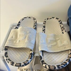 APL Cheetah Pattern Slides in Cream and Black